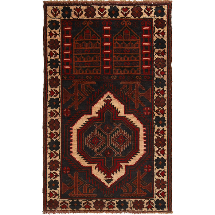 Traditional Afghan Prayer Mat Piece 4.6x2.7 ft