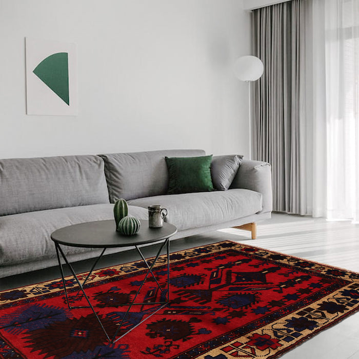 Prayer Rug Afghan Heritage Design 4.2x2.7 ft