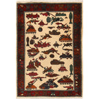 Authentic Afghan Weapons Art War Rug 4x2.5 ft