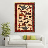 Afghan War Weapons Symbol Carpet 3.9x2.7 ft