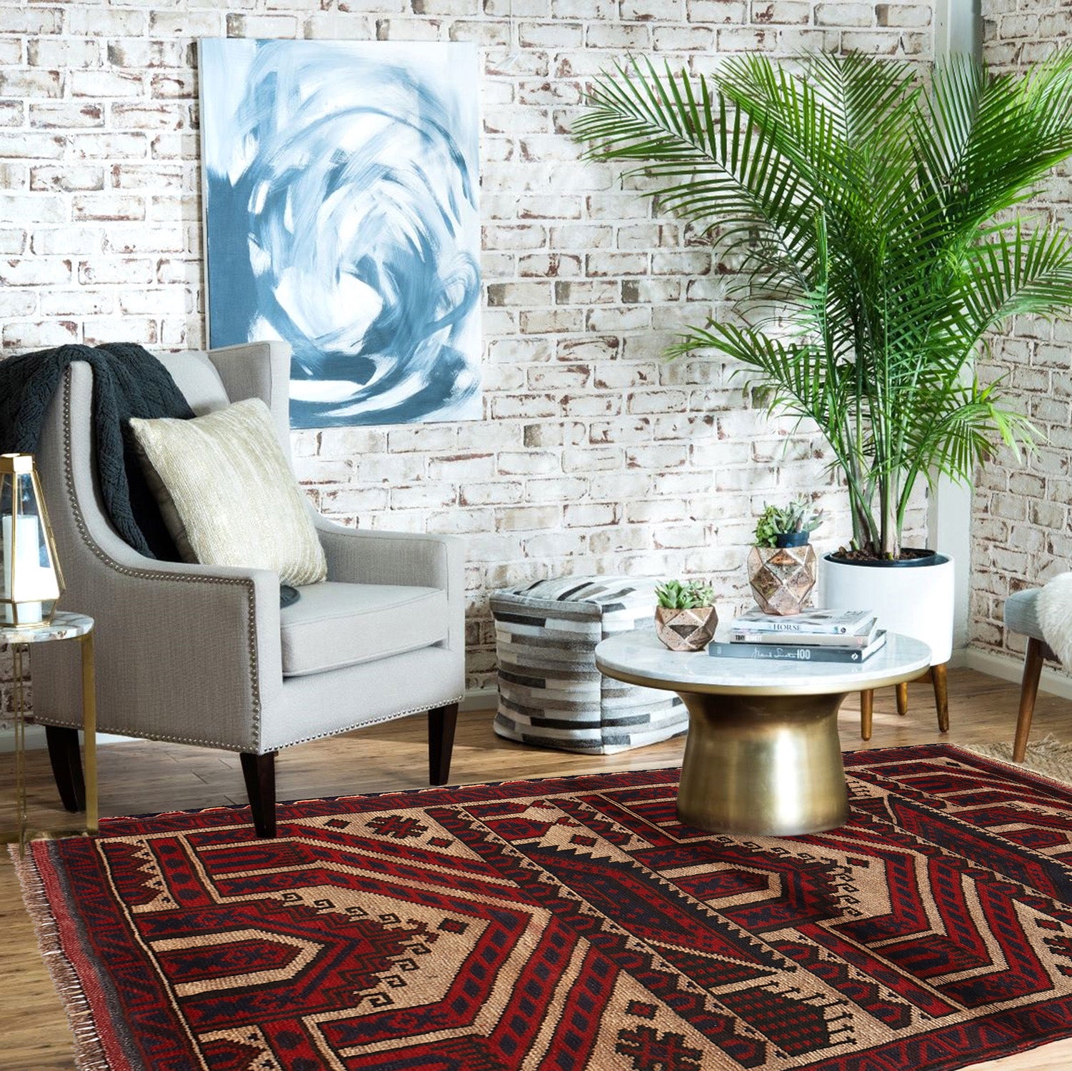 Handmade Afghan Rug Prayer Mat 4.7x2.7 ft