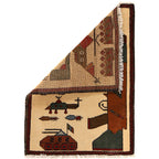 AK-47 Afghan Rug Cultural Pattern 2.8x1.9 ft
