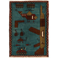 Handwoven AK-47 Afghan Battle Carpet 2.9x2 ft