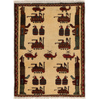 Tribal War Weapons Story Rug 2.7x2.1 ft