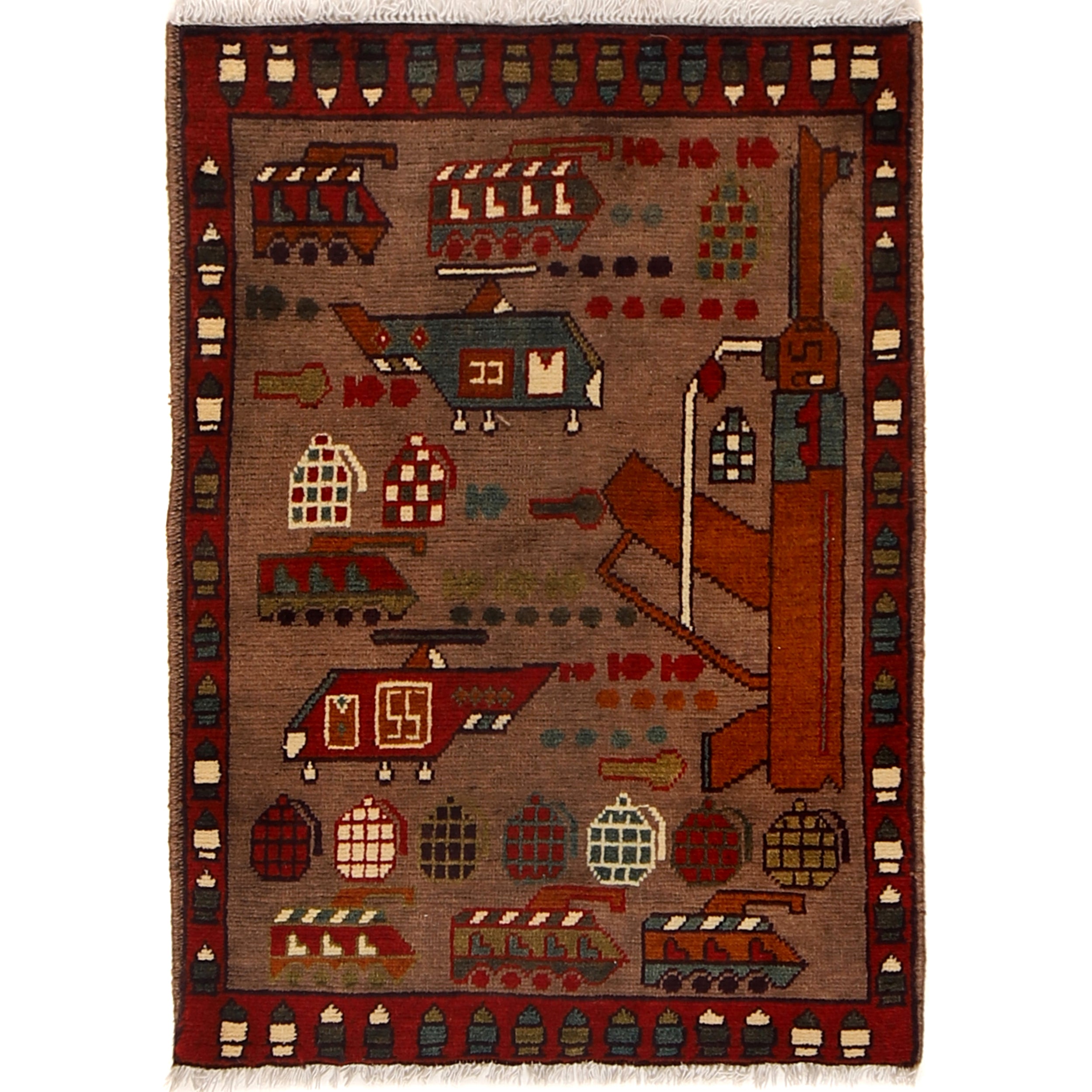 Authentic AK-47 Weapon Motif Carpet 2.8x2 ft