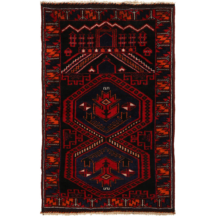 Afghan Woolen Islamic Prayer Rug 4.4x2.7 ft