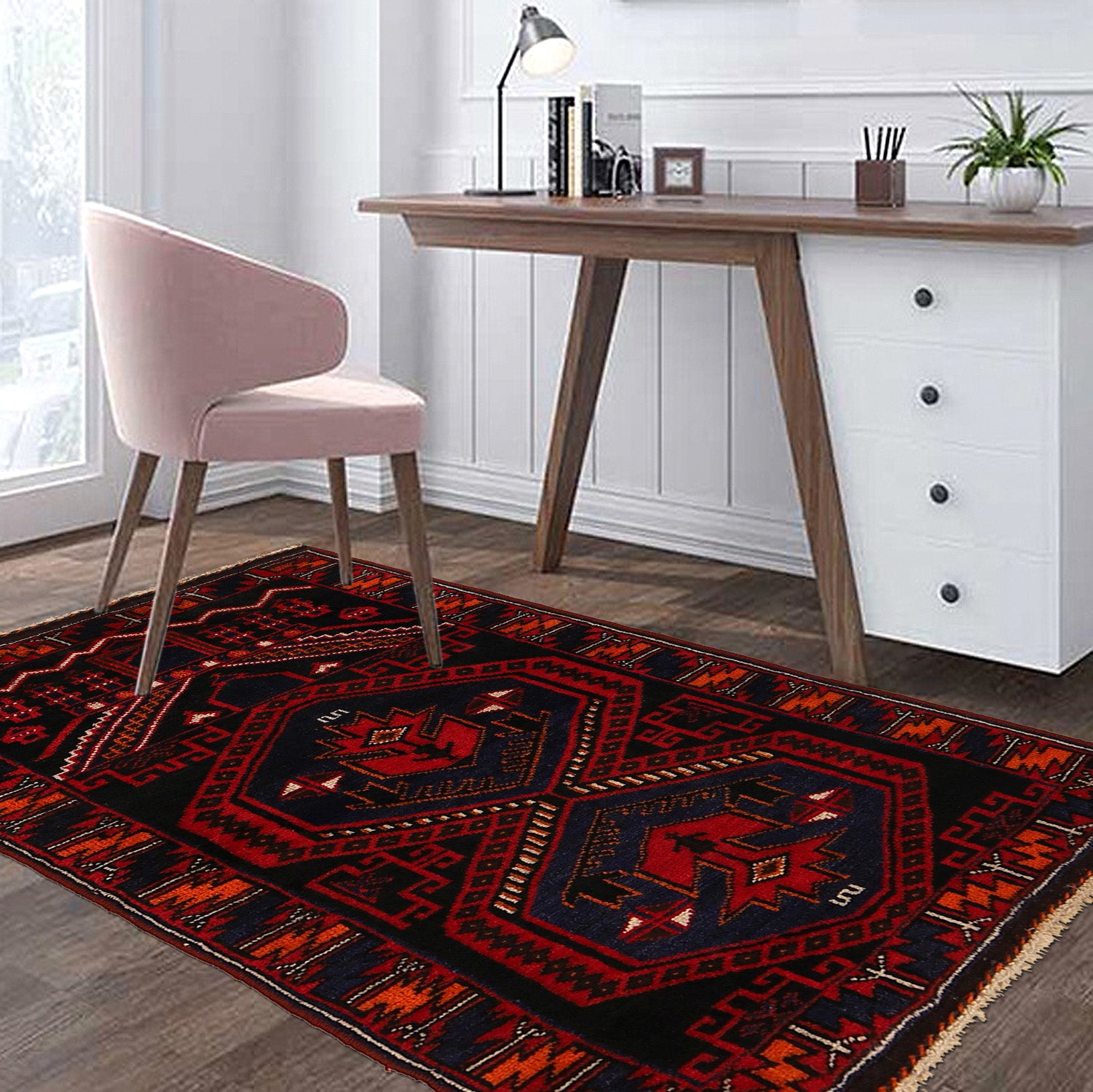 Afghan Woolen Islamic Prayer Rug 4.4x2.7 ft