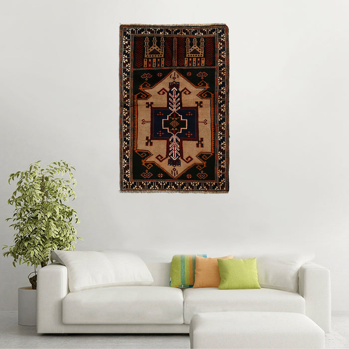 Premium Afghan Islamic Prayer Rug 4.8x3 ft