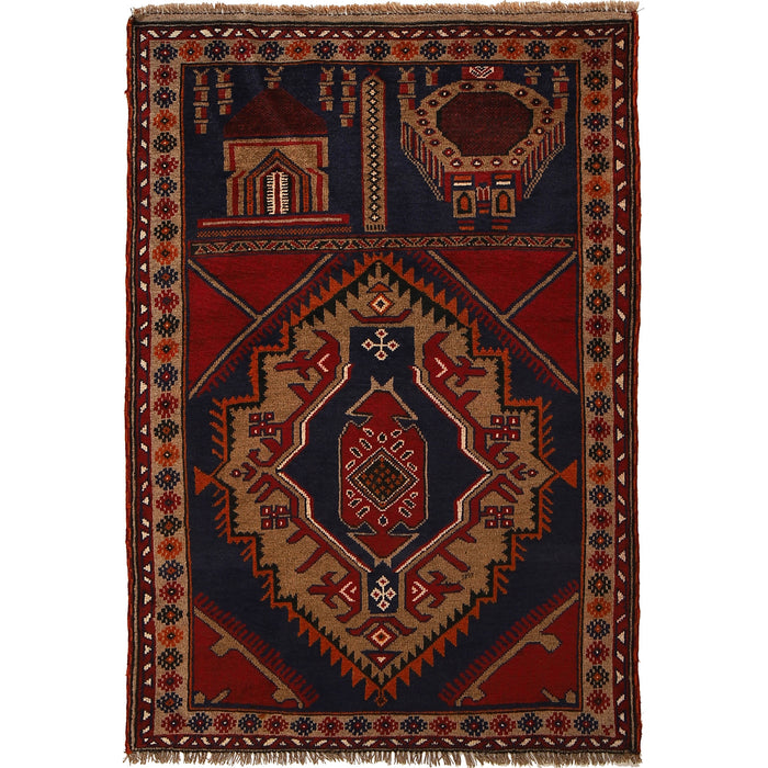 Afghan Rug Prayer Mat Design 4.7x3.2 ft
