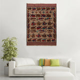 Vintage Cultural War Weapons Carpet 6.1x4.4 ft