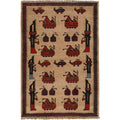 Afghan Storytelling War Weapons Rug 4.4x2.9 ft
