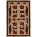 Afghan Storytelling War Weapons Rug 4.4x2.9 ft