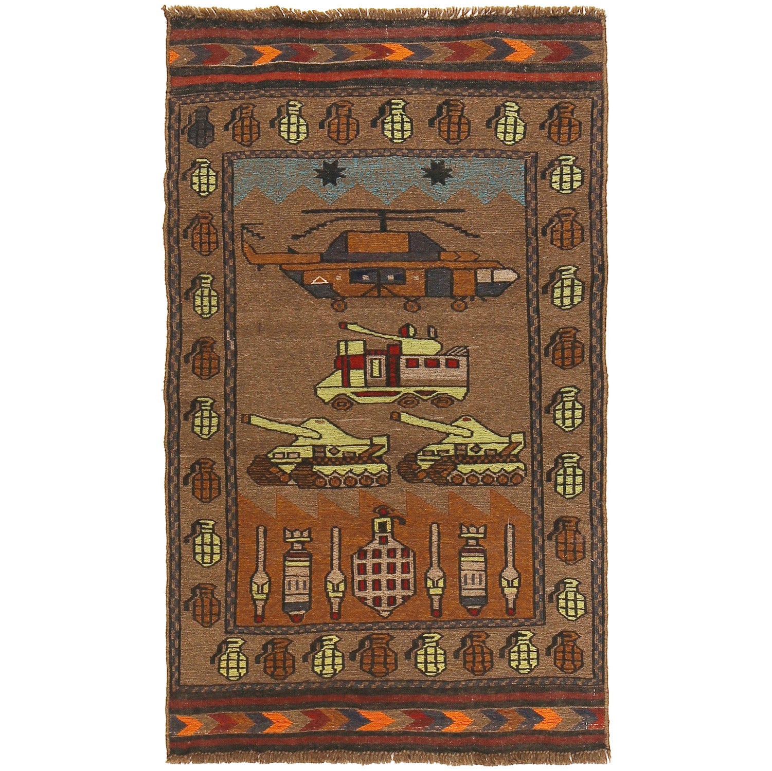 Traditional Afghan Helicopter Heritage Rug 4.6x2.7 ft