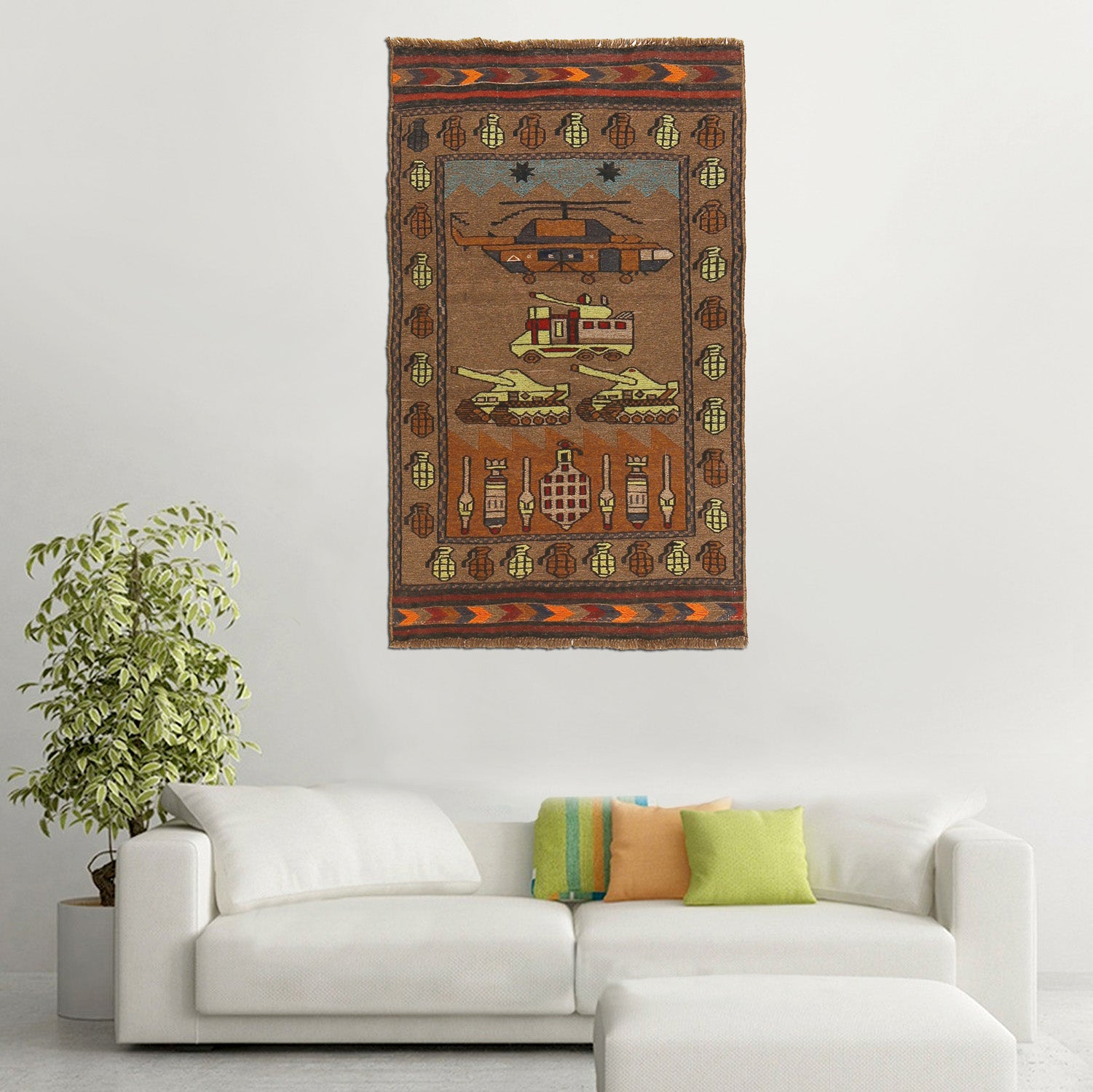 Traditional Afghan Helicopter Heritage Rug 4.6x2.7 ft