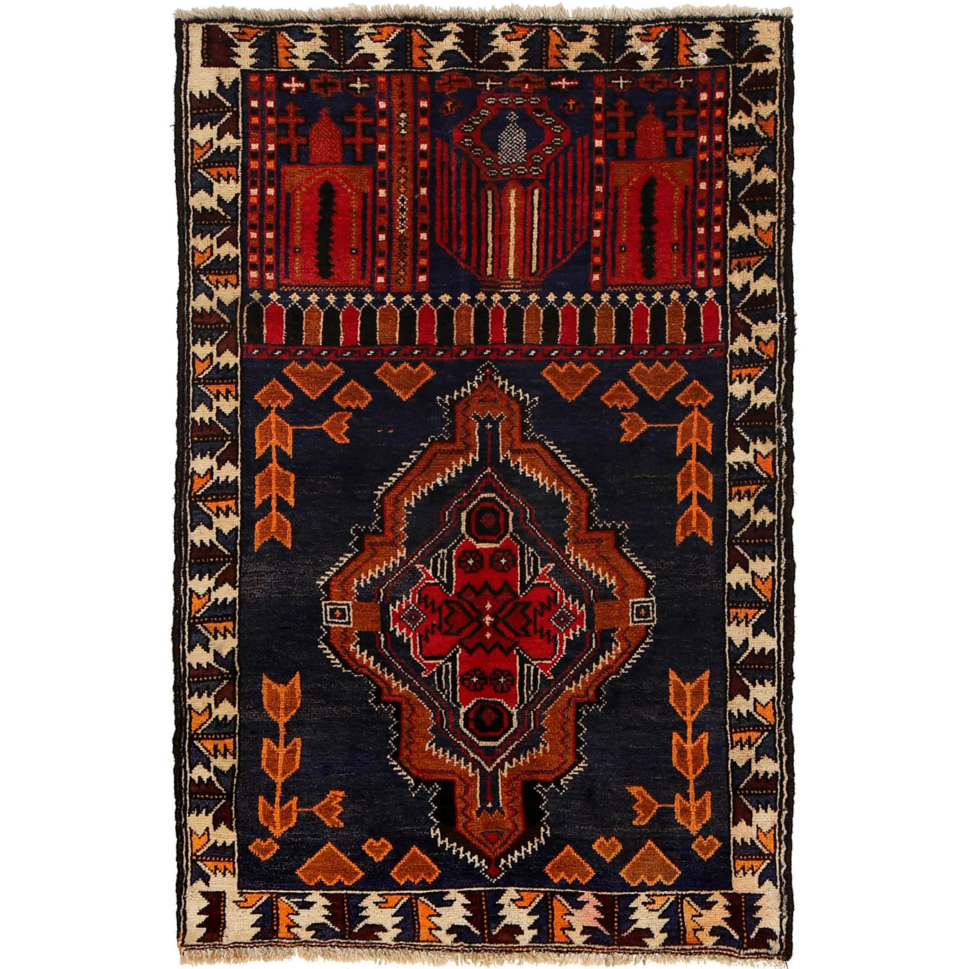 Soft Afghan Nomadic Prayer Mat 4.7x2.9 ft