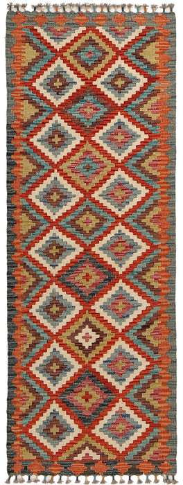 Pashtun artisan rug, Afghan wool runner rug, hand-knotted runner rug, traditional tribal rug,