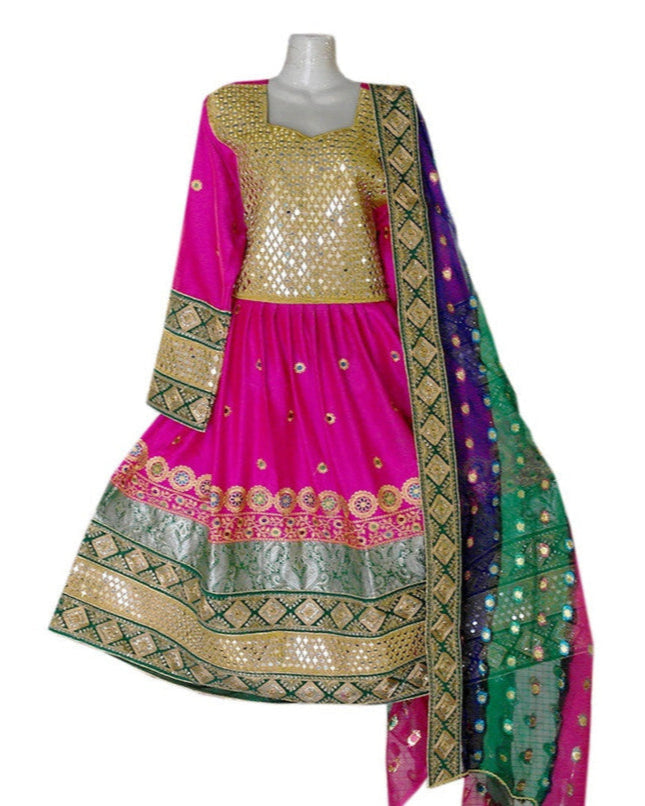 Afghan Bridal Mirror Embroidered Dress