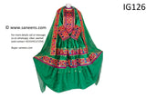 Traditional afghan Cultural events simple embroidery long green gown