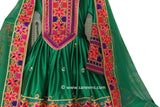 Traditional afghan Cultural events simple embroidery long green gown
