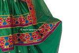Traditional afghan Cultural events simple embroidery long green gown