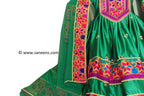 New afghan green gown with red embroidery