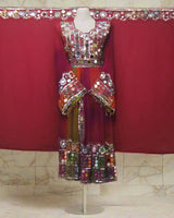 Tribal Mirror Work Red Dress