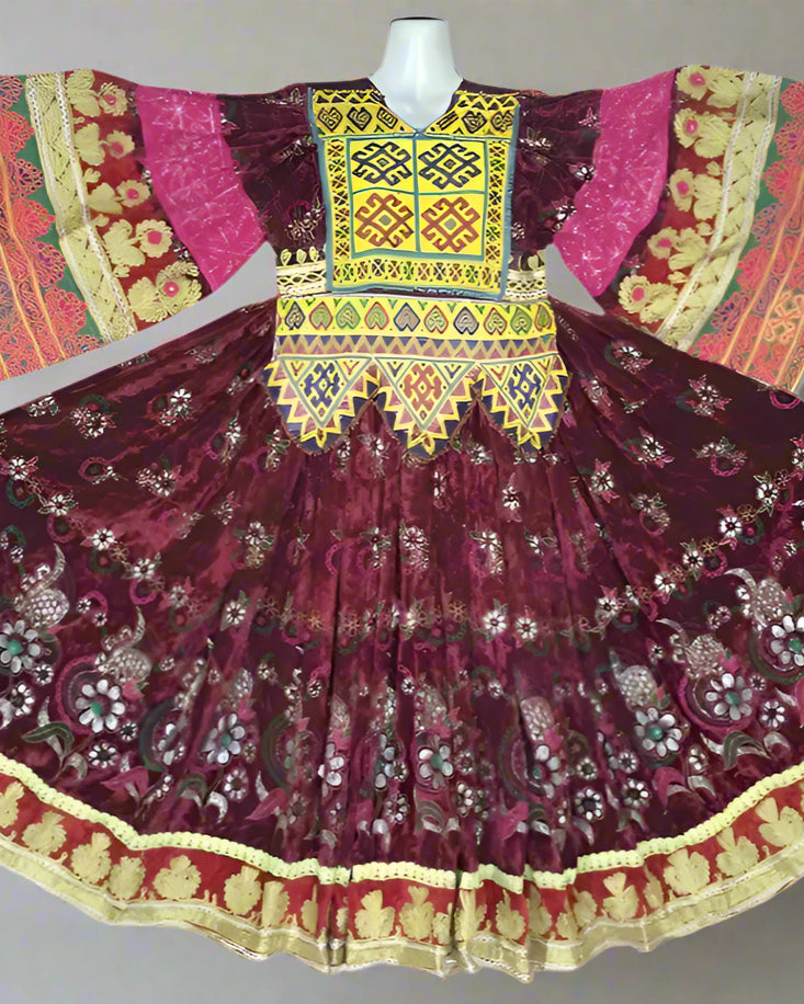 Afghan Ethnic Dress with Beads & Charma Kari