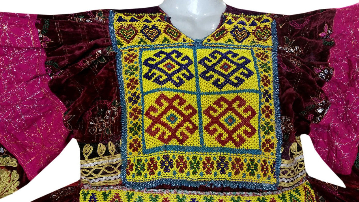 afghan kuchi beads work frock