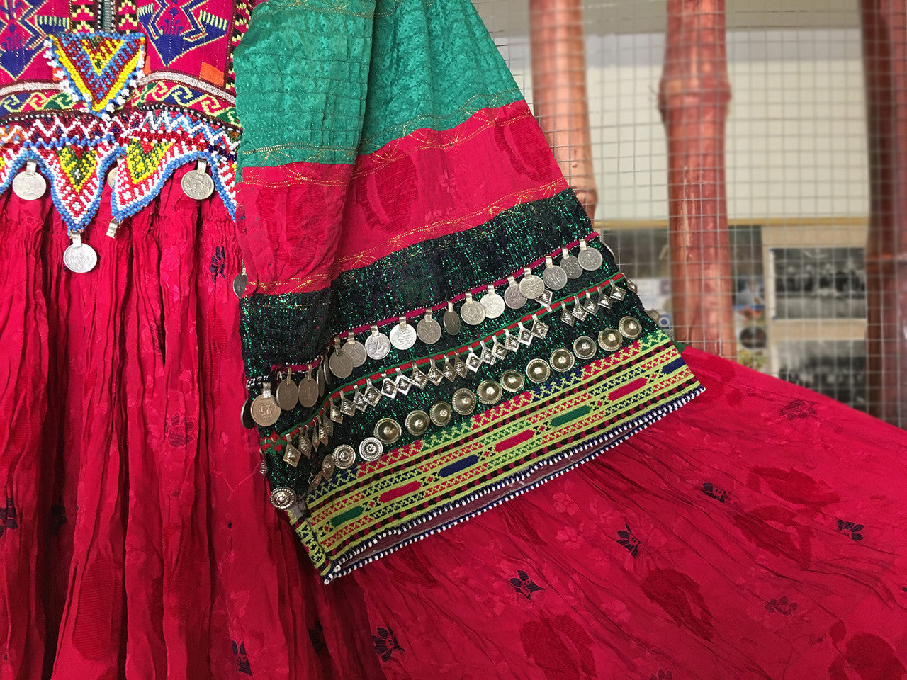 afghan fashion long dress with coins