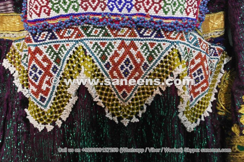 muslim gypsy women artwork dress with beads work waist belt