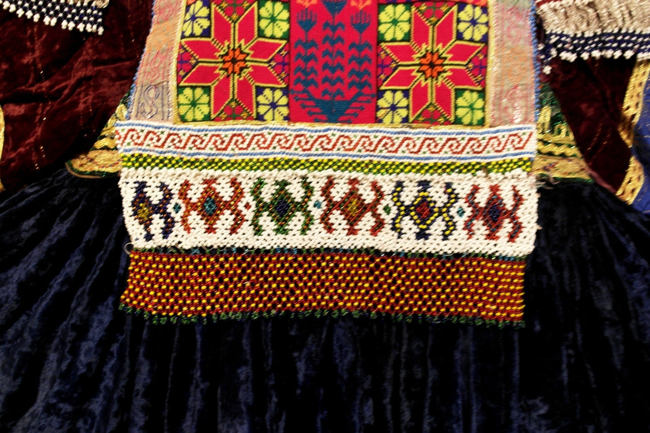 kuchi vintage dress with handmade beads work waist belt