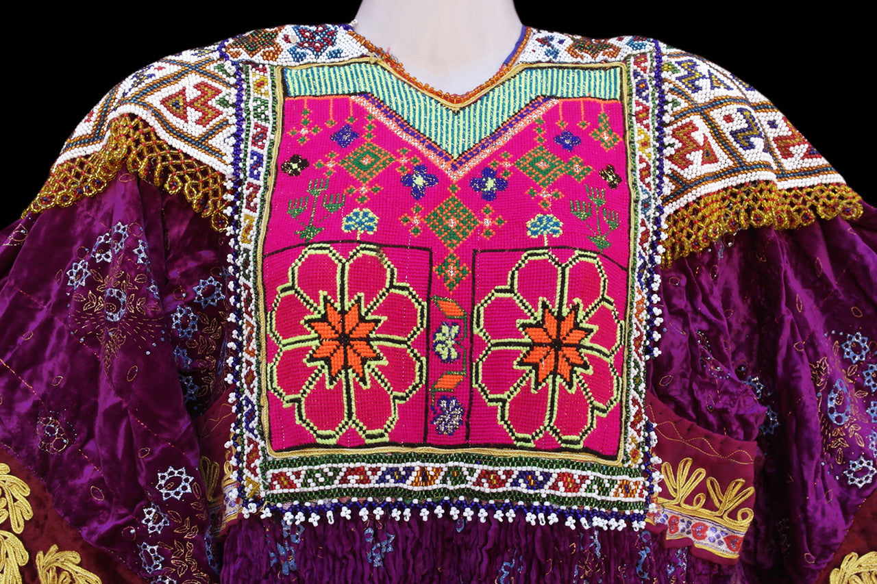 afghan embroidery work dress, pashtun women long frocks