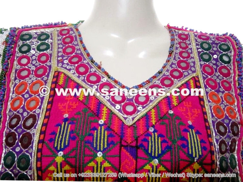 afghan women mirrors embroidery work dress