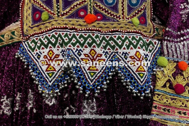 beads work afghan kuchi dress with waist belt