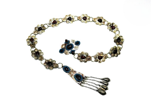 Turkmen Style Lapis Belt For Bellydance Performers