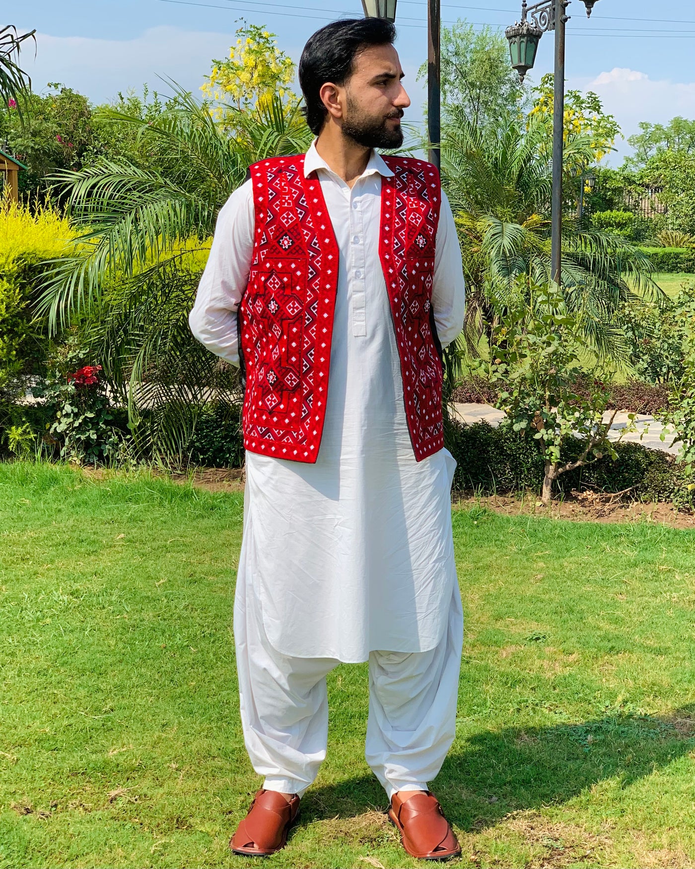 Afghan Men's Embroidered Vest Coat