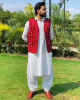 Afghan Men's Embroidered Vest Coat
