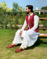 Afghan Men's Embroidered Vest Coat