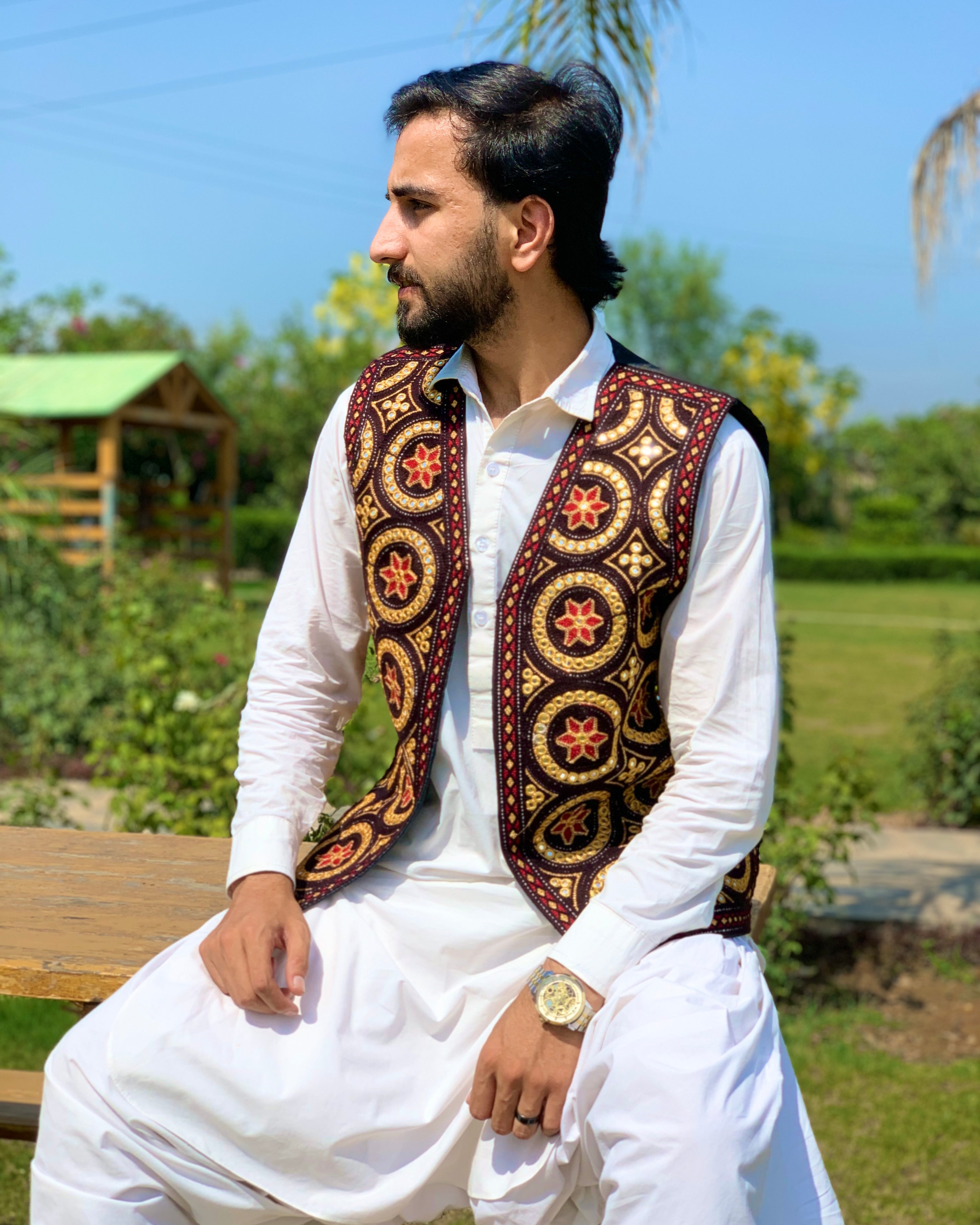 Embroidered Pashtun Mirror Waistcoat (Copy)