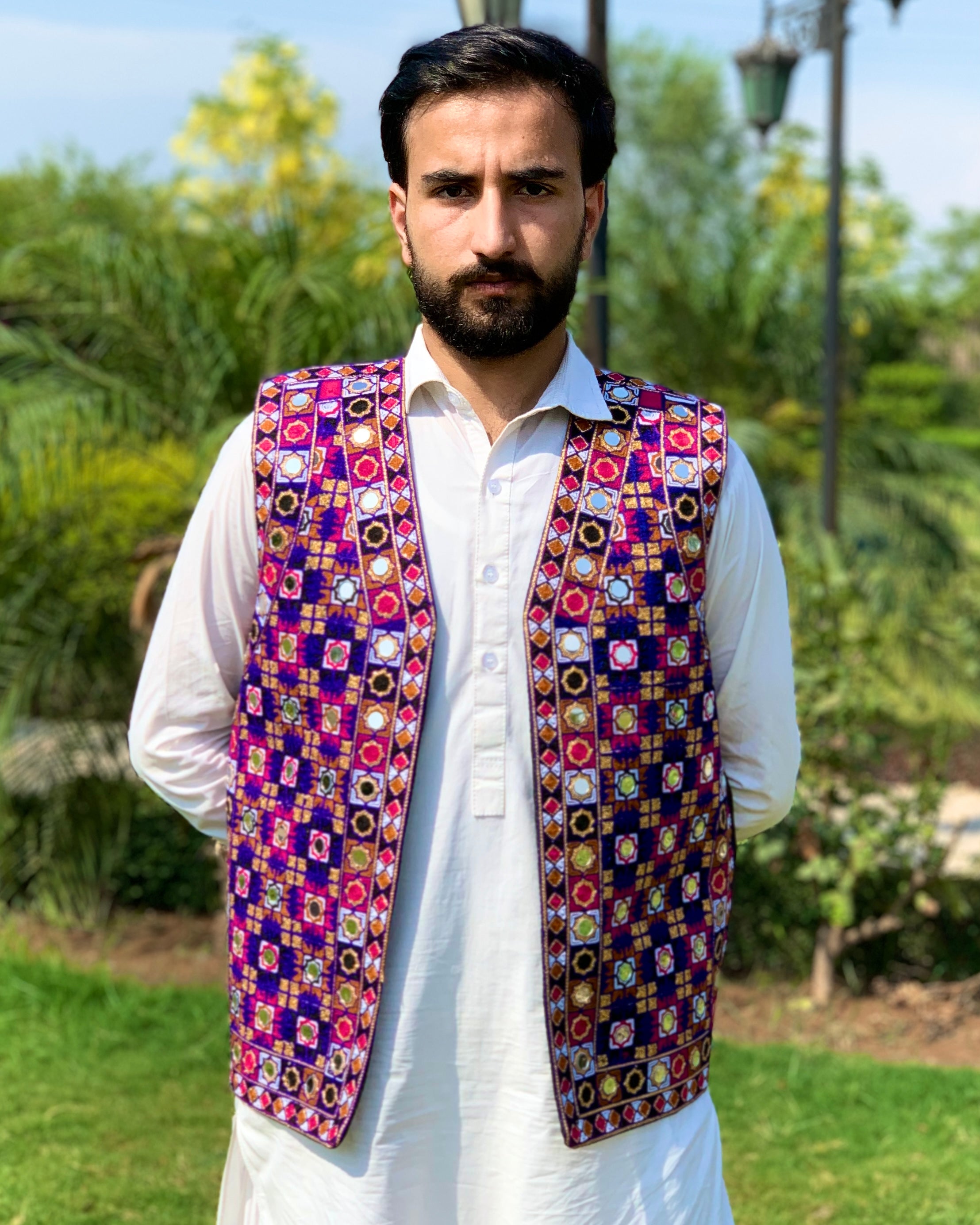 Embroidered Pashtun Mirror Waistcoat