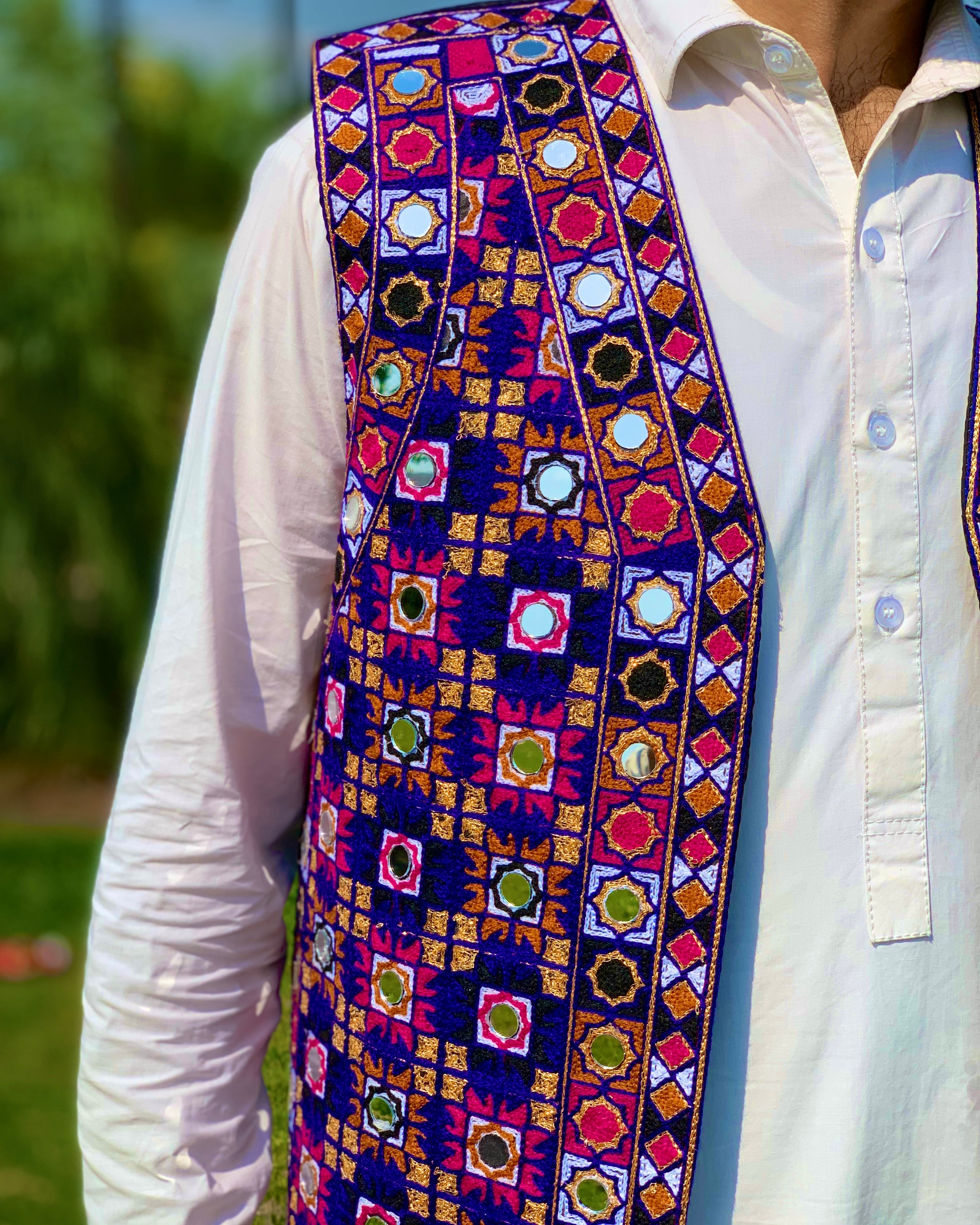 Embroidered Pashtun Mirror Waistcoat
