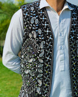 Luxury Men's Mirror Embroidered Vest Coat