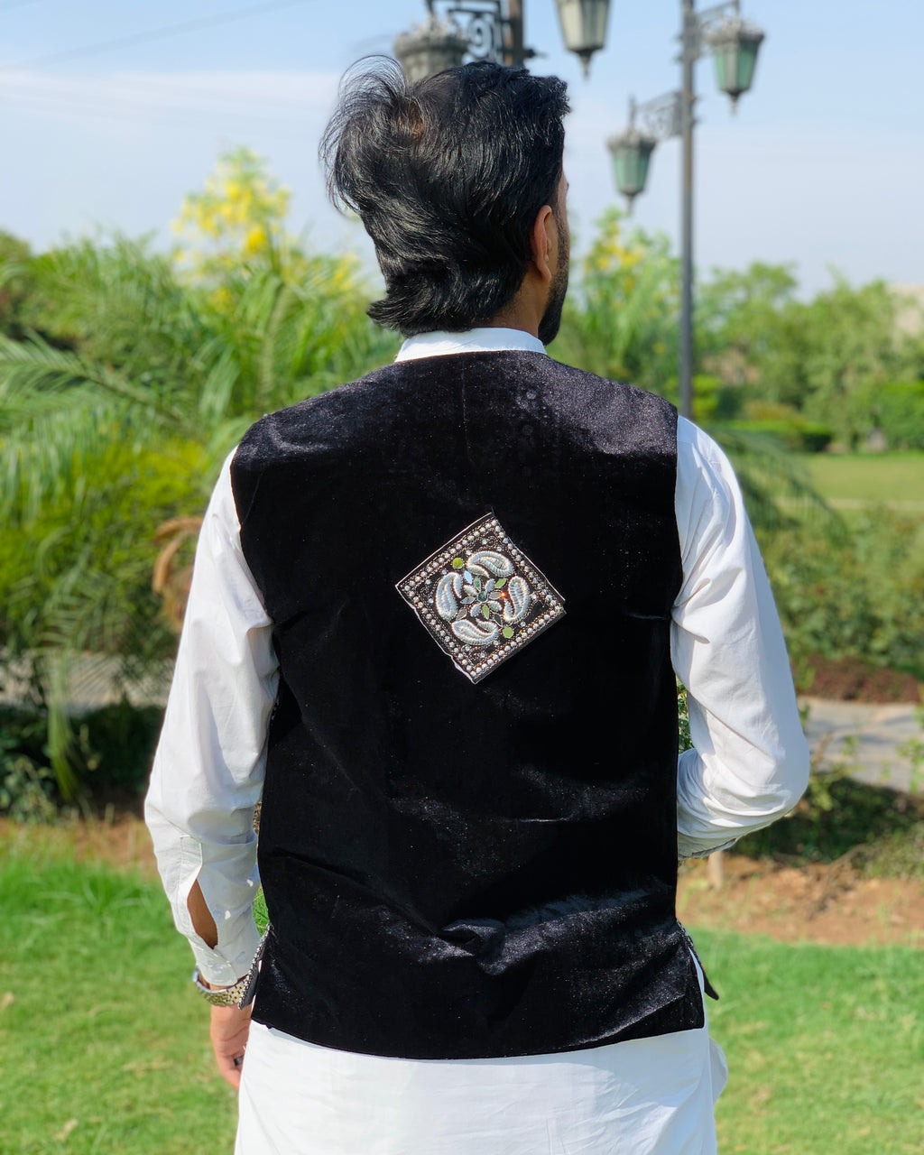 Luxury Men's Mirror Embroidered Vest Coat