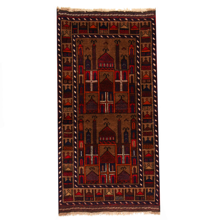 Wool Afghan Prayer Mat Craft 4.3x2.3 ft