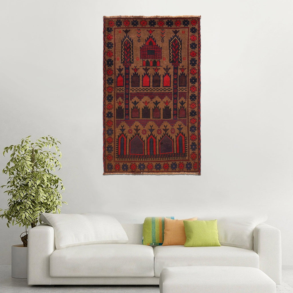 Afghan Prayer Mat Heritage Craft 4.7x2.9 ft