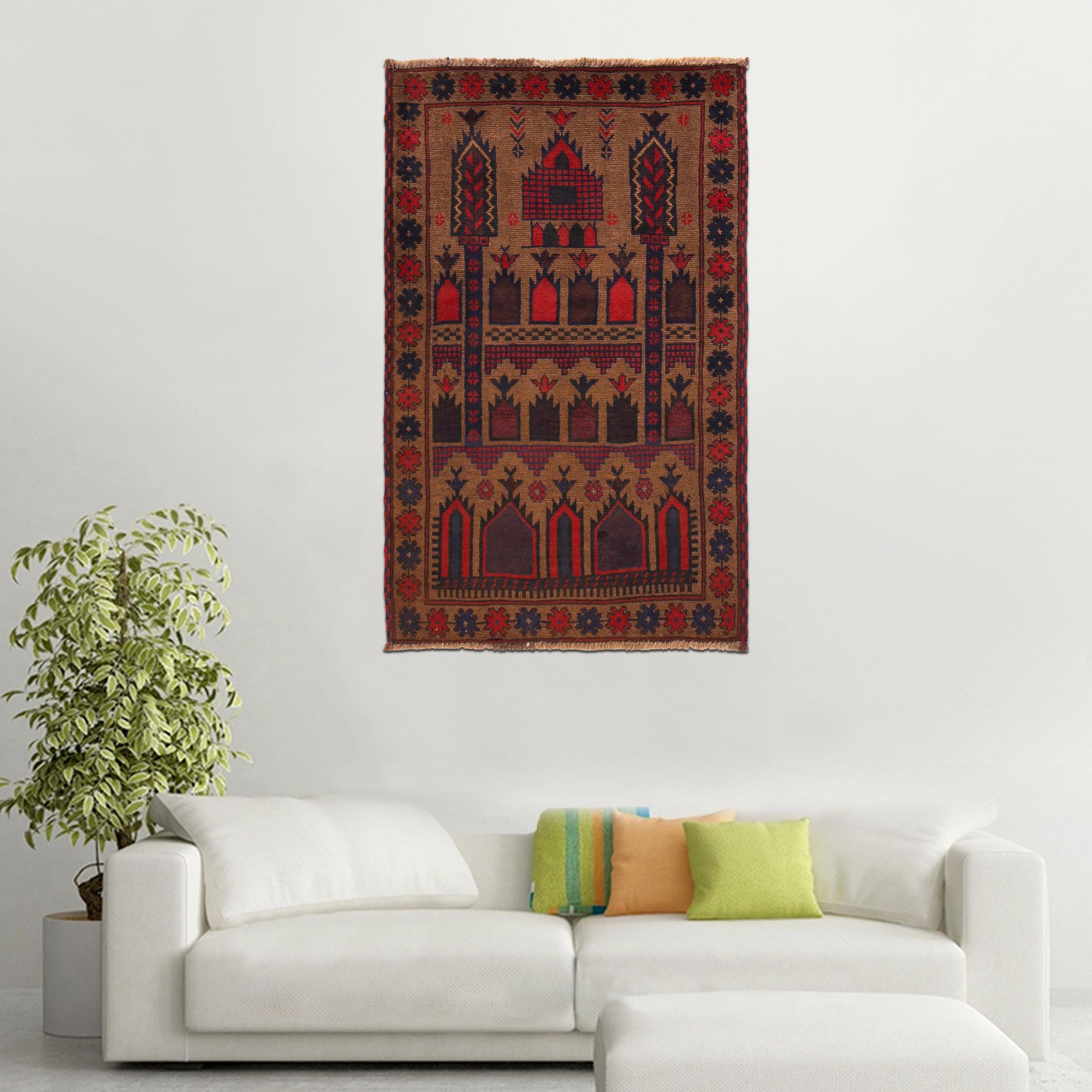 Afghan Prayer Mat Heritage Craft 4.7x2.9 ft