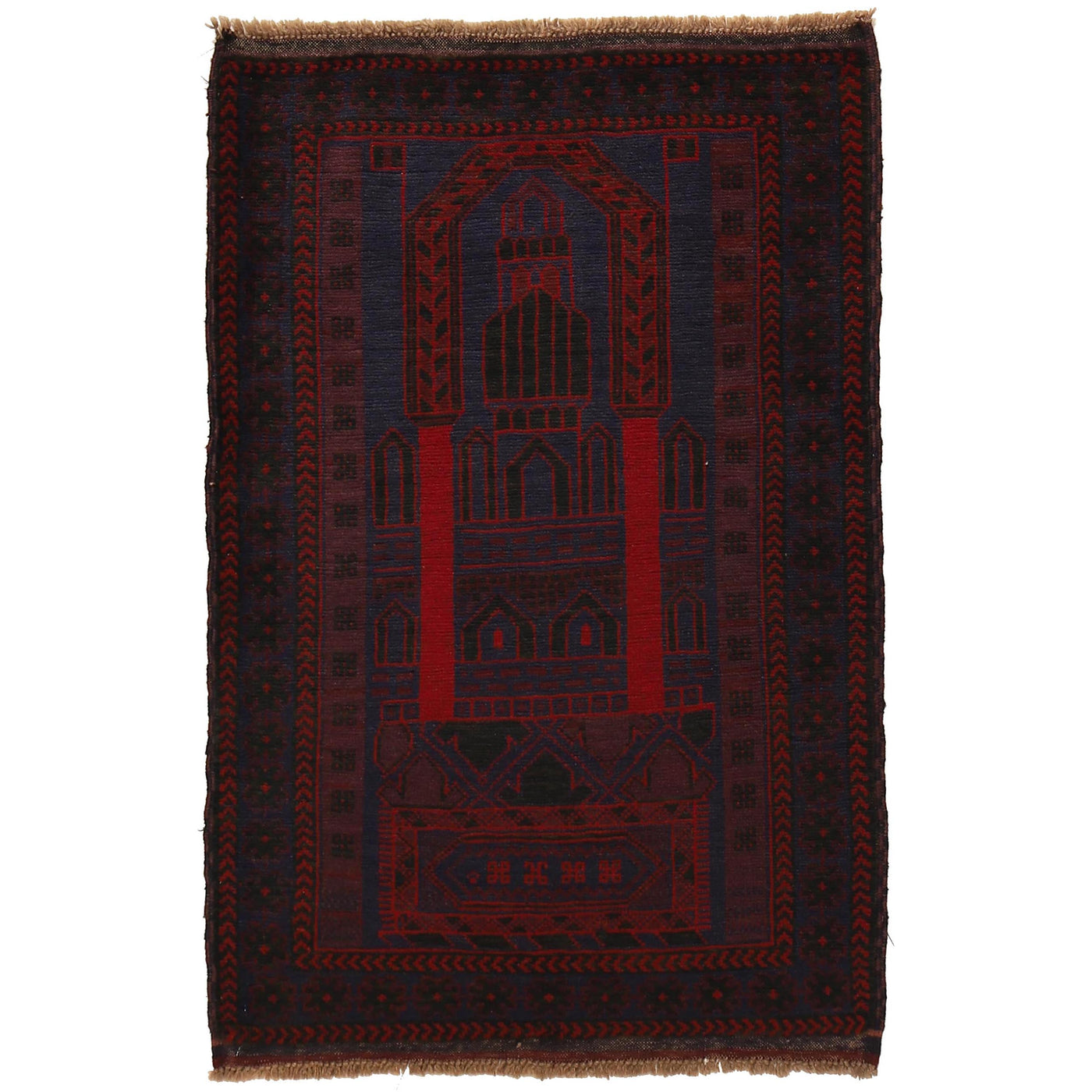 Afghan Tribal Islamic Prayer Mat 4.5x3 ft