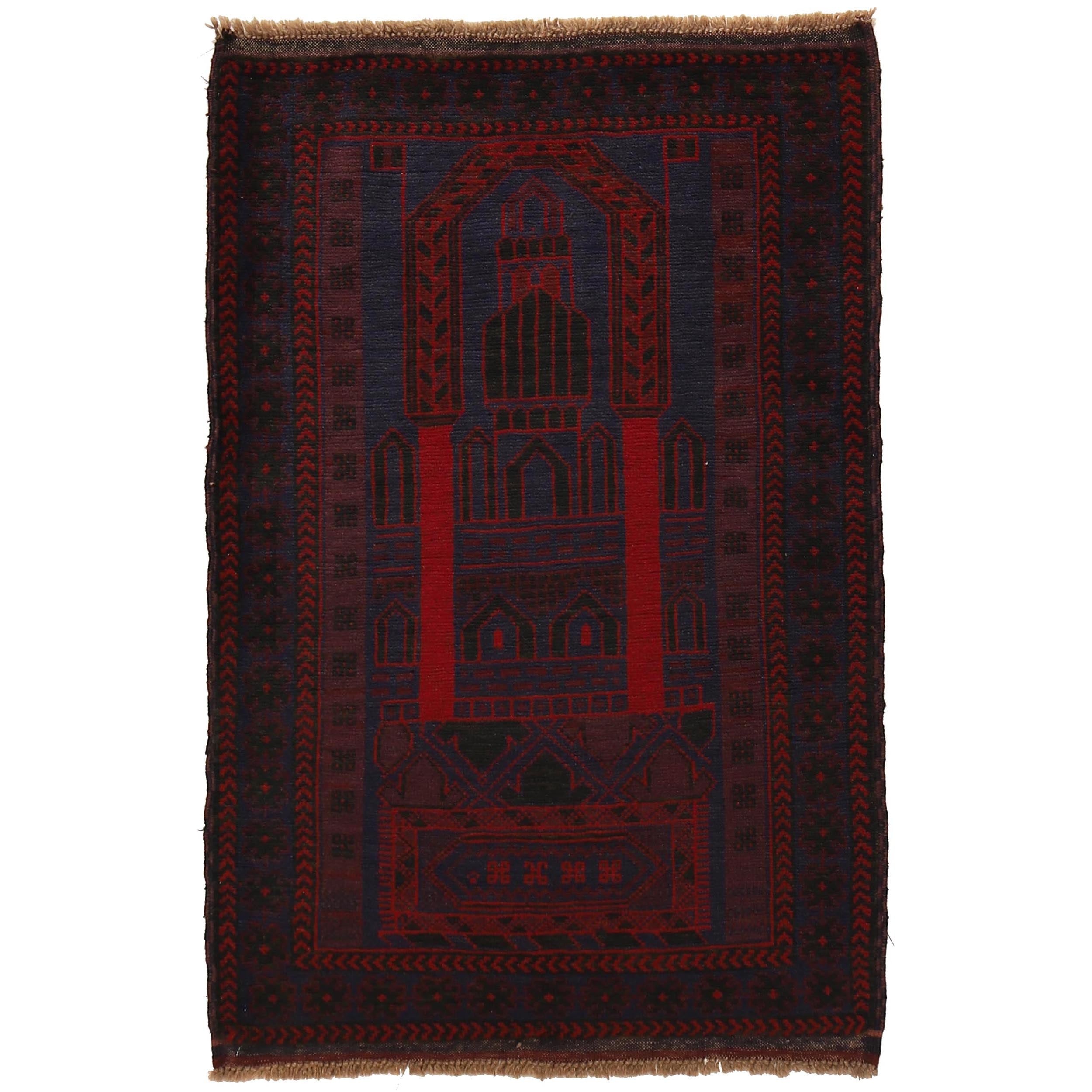 Afghan Tribal Islamic Prayer Mat 4.5x3 ft