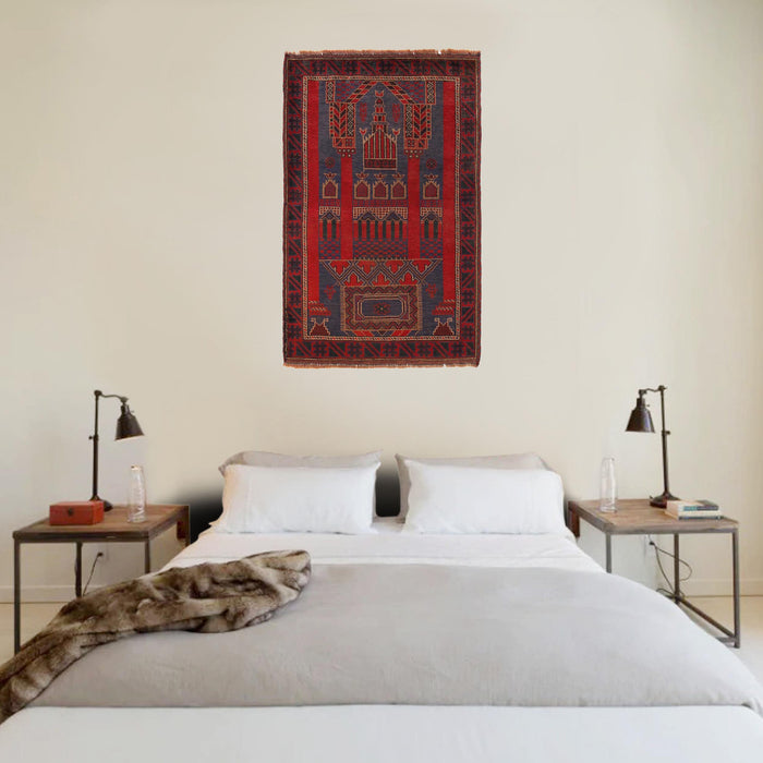 Handcrafted Afghan Rug Prayer Piece 4.7x2.9 ft