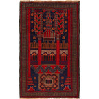 Afghan Prayer Mat Authentic Weave 4.3x2.6 ft